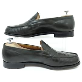 JM Weston-VINTAGE JM WESTON SHOES 180 Church´s Loafers 8.5 b 42.5 end 42 LEATHER SHOES-Khaki