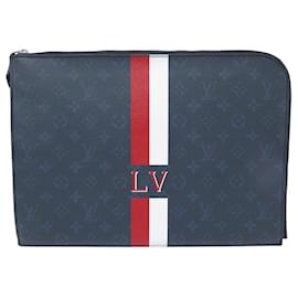 Louis Vuitton-NOVA LOUIS VUITTON POUCH VIAGEM CASO MM MONOGRAMA CANVAS BAG COBALT BAG-Azul marinho