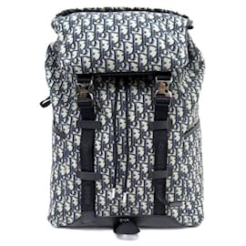 Christian Dior-NEW CHRISTIAN DIOR EXPLORER BACKPACK BLUE OBLIQUE CANVAS AND LEATHER BACKPACK-Navy blue