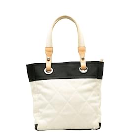 Chanel-Chanel Small Paris Biarritz Canvas Tote Canvas Tote Bag in Good condition-White