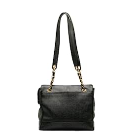 Chanel-Chanel Triple CC Caviar Tote Bag Leather Tote Bag in Good condition-Black