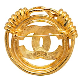 Chanel-CC-Federdrahtbrosche-Golden
