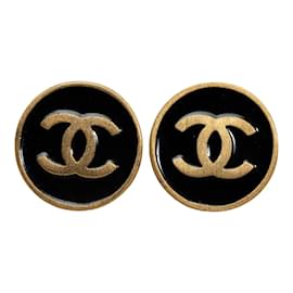 Chanel-Brincos CC Round Clip On-Preto