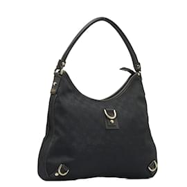 Gucci-GG Canvas Abbey Hobo Bag 130737-Black
