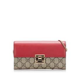 Gucci-GG Supreme Padlock Wallet On Chain 453506-Red