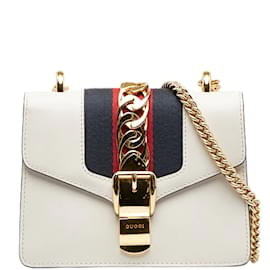 Gucci-Mini Sylvie Leather Shoulder Bag 431666-White