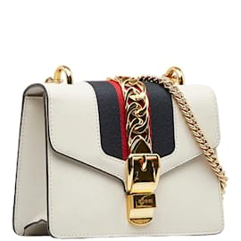 Gucci-Mini sac à bandoulière Sylvie en cuir 431666-Blanc