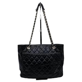 Chanel-Chanel Vintage Grand Shopping Tote With Gold Hardware-Black
