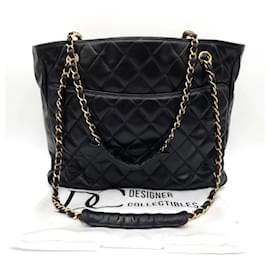 Chanel-Chanel Vintage Grand Shopping Tote With Gold Hardware-Black