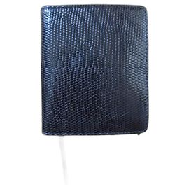 Autre Marque Black Lizard Leather Diary Black