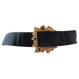 Carven-Black silk belt.-Black