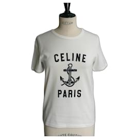Céline-T-shirt CELINE Anchor nuova collezione TXS-Bianco