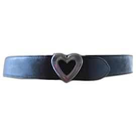 Moschino-Anthracite leather belt.-Dark grey