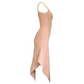 Autre Marque-Jason Wu Blush Pink Pleated Asymmetric Hem Sleeveless V-Neck Viscose Knit Dress-Pink