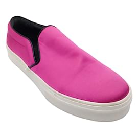 Autre Marque-Celine Hot Pink Satin Slip-On Sneakers-Pink