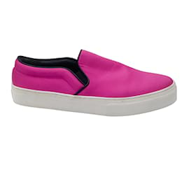 Autre Marque-Celine Hot Pink Satin Slip-On Sneakers-Pink