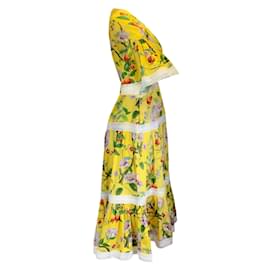 Autre Marque-Borgo de Nor Peonie Yellow Malia Cotton Poplin Dress-Yellow