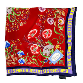 Gucci-Foulard de seda Campanule Cent GG Flora Print vermelho-Vermelho