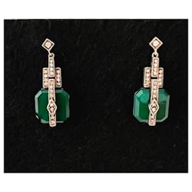 Autre Marque-Earrings-Green,Silver hardware