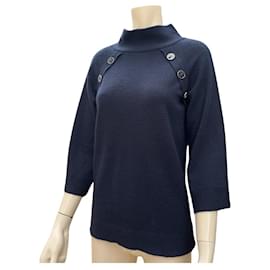 Chanel-Chanel sweater, 100% cashmere, of course authentic piece, dating from the fall 2007 Collection.-Navy blue