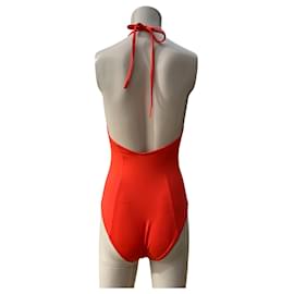 Christian Dior-Superbe maillot de bain Christian Dior, une pièce, couleur rouge pop-Rouge,Orange,Monogramme