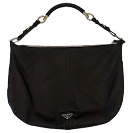 Prada-Prada Cleo Tessuto monogram bag, Black, in leather-Black