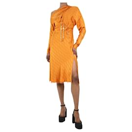 Versace-Abito jacquard tono su tono arancione - taglia IT 38-Arancione