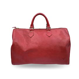 Louis Vuitton-Vintage Red Epi Leather Speedy 35 Boston Bag Handbag-Red