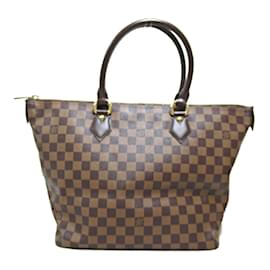 Louis Vuitton-Louis Vuitton Bolsa de lona Damier Ebene Saleya MM N51182 em boa condição-Marrom