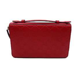 Gucci-Microguccissima Double Zip Travel Wallet 395474-Red
