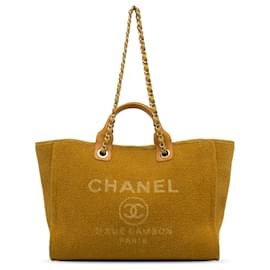 Chanel-Bolsa Chanel Deauville Amarela-Amarelo