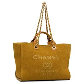 Chanel-Bolsa Chanel Deauville Amarela-Amarelo