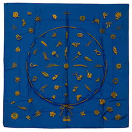 Hermès-Hermes Blue Clips Silk Scarf-Blue