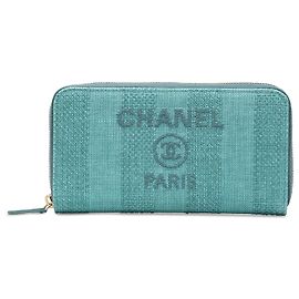 Chanel Blue Tweed Deauville Continental Wallet Blue