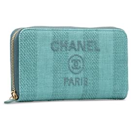 Chanel-Cartera continental Deauville de tweed azul Chanel-Azul