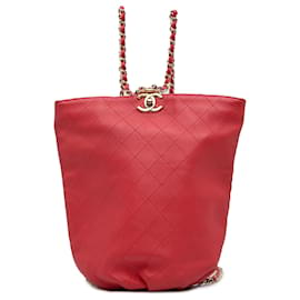Chanel-Chanel Red CC Matelasse Backpack-Red
