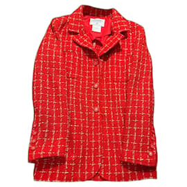 Chanel-Casaco de tweed CHANEL-Vermelho