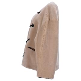Totême-Toteme Teddy Clasp Jacket in Cream Lamb Shearling-White,Cream