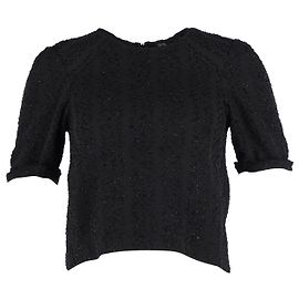 Top corto texturizado Maje en acetato negro Negro