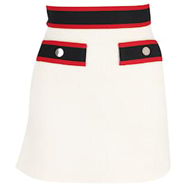 Maje-Maje Josine Band-Detail Tweed Mini Skirt in White Wool-White,Cream