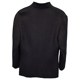 Lanvin-LANVIN 2014 Manteau court texturé en tweed en viscose noire-Noir