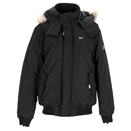 Tommy Hilfiger Herren-Bomberjacke mit Kapuze und Felldetail Schwarz