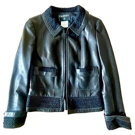 Chanel Leather Suit Jacket Black