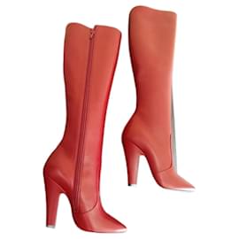 Saint Laurent-stivali al ginocchio saint laurent nuovi-Rosso