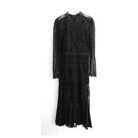 Temperley London-vestido largo Temperley de encaje-Negro