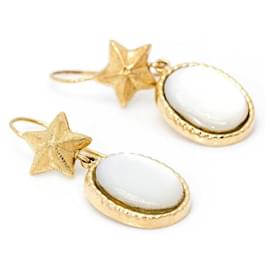 Autre Marque-Mother of Pearl Earrings in Yellow Gold.-White,Golden
