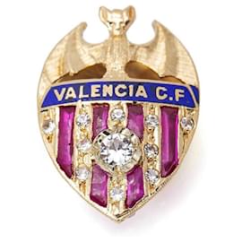 Autre Marque-Escudo FC Valencia en Oro y Diamantes.-Dorado,Azul marino,Morado oscuro