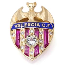 Autre Marque-Escudo do FC Valencia em ouro e diamantes.-Dourado,Azul marinho,Roxo escuro