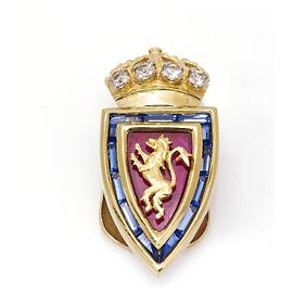 Autre Marque FC Zaragoza Shield Diamonds, Ruby and Sapphires. Red Blue Golden
