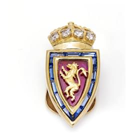 Autre Marque-FC Zaragoza Shield Diamonds, Ruby and Sapphires.-Red,Blue,Golden